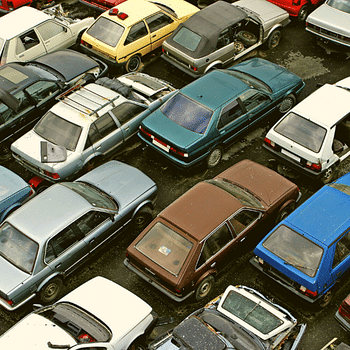 Cars in junkyard